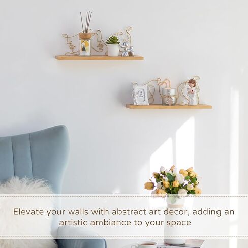 أرفف عائمة لديكور الحائط - أرفف معلقة من الخشب الصلب لغرفة النوم، منظم رف تخزين معدني للحمام in Kuwait