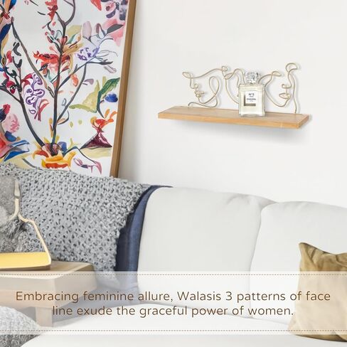 أرفف عائمة لديكور الحائط - أرفف معلقة من الخشب الصلب لغرفة النوم، منظم رف تخزين معدني للحمام in Kuwait