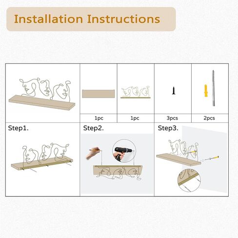 أرفف عائمة لديكور الحائط - أرفف معلقة من الخشب الصلب لغرفة النوم، منظم رف تخزين معدني للحمام in Kuwait
