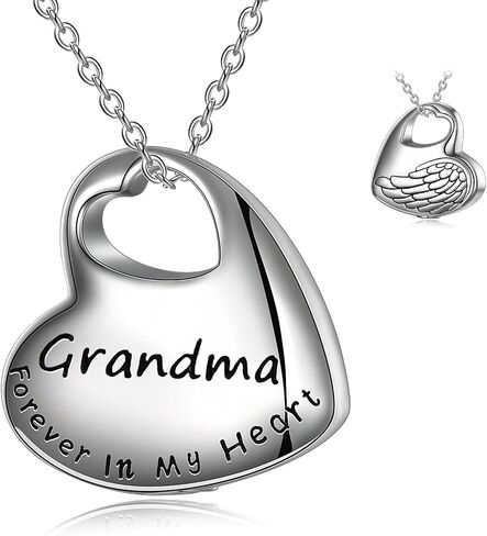 LUHE Cremation Urn Necklace for Ashes Urn Jewelry,Forever in My Heart Carved Locket Sterling Silver Keepsake Angel Wing Memorial Pendant for mom & dad with Filling Kit in Saudi Arabia