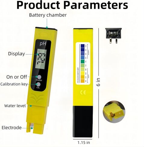 Digital pH Meter - High Precision Water Quality Tester for Drinking Water Pool - 0-14 pH Measurement Range - ATC - pH Tester for Water - pH Meter for Water - pH Water Tester in Kuwait