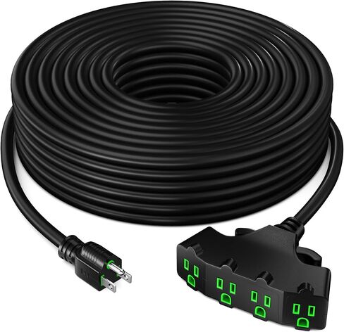 سلك تمديد Maximm 10/3 SJTW بطول 25 قدمًا، 10AWG أسود، مدرج في قائمة ETL، 3 قابس 4 منافذ للخدمة الشاقة 15 أمبير، 1875 وات، 25 قدمًا in Kuwait