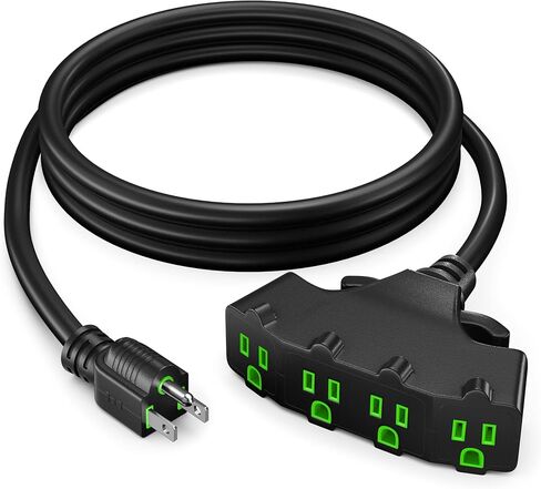 سلك تمديد Maximm 10/3 SJTW بطول 25 قدمًا، 10AWG أسود، مدرج في قائمة ETL، 3 قابس 4 منافذ للخدمة الشاقة 15 أمبير، 1875 وات، 25 قدمًا in Kuwait