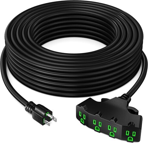 سلك تمديد Maximm 10/3 SJTW بطول 25 قدمًا، 10AWG أسود، مدرج في قائمة ETL، 3 قابس 4 منافذ للخدمة الشاقة 15 أمبير، 1875 وات، 25 قدمًا in Kuwait