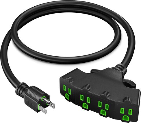سلك تمديد Maximm 10/3 SJTW بطول 25 قدمًا، 10AWG أسود، مدرج في قائمة ETL، 3 قابس 4 منافذ للخدمة الشاقة 15 أمبير، 1875 وات، 25 قدمًا in Kuwait