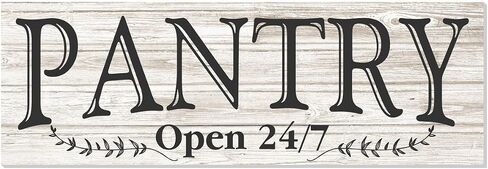Pantry Open 24/7 White Rustic Wood Wall Sign 6x18 (White Unframed) in Saudi Arabia