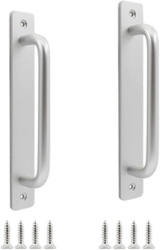 2 Pack Closet Door Handles, 7 inch Rustic Barn Door Handle Gate Handle,Aluminium Alloy Modern Barn Door Handles for Sliding Door Kitchen Cabinet Shed Door with Mounting Screws Black in Saudi Arabia