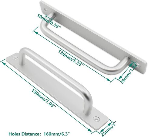 2 Pack Closet Door Handles, 7 inch Rustic Barn Door Handle Gate Handle,Aluminium Alloy Modern Barn Door Handles for Sliding Door Kitchen Cabinet Shed Door with Mounting Screws Black in Saudi Arabia
