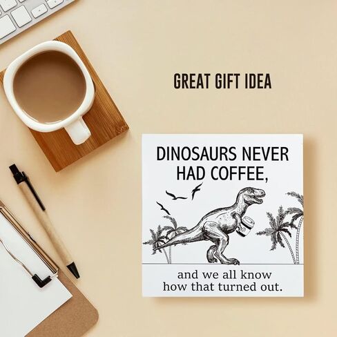 ديناصورات المزرعة لم يكن لديها أبدًا علامة صندوق خشبي للقهوة ريفي القهوة كتلة خشبية منضدية علامة مكتب ديكور للمقهى رف المطبخ المنزلي 5 × 5 بوصات in Kuwait