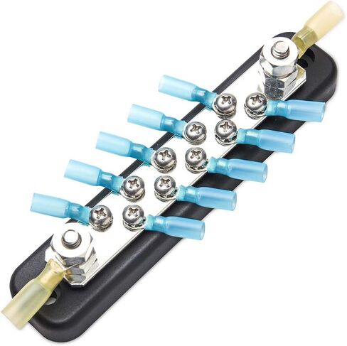 MICTUNING 10 Terminal Bus Bar Kit - كتلة التوزيع الأرضي لشريط الناقل 600 فولت مع 10 براغي و2 مسامير و12 محطة حلقات انكماش حراري in Kuwait