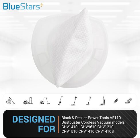 بلو ستارز 5 عبوات فلتر بديل لأدوات بلاك اند ديكر الكهربائية VF110 Dustbuster مكنسة كهربائية لاسلكية متوافقة مع CHV1410L CHV9610 CHV1210 CHV1410 CHV1410B CHV1510 BDH2000L، يستبدل 90558113-01 in Saudi Arabia