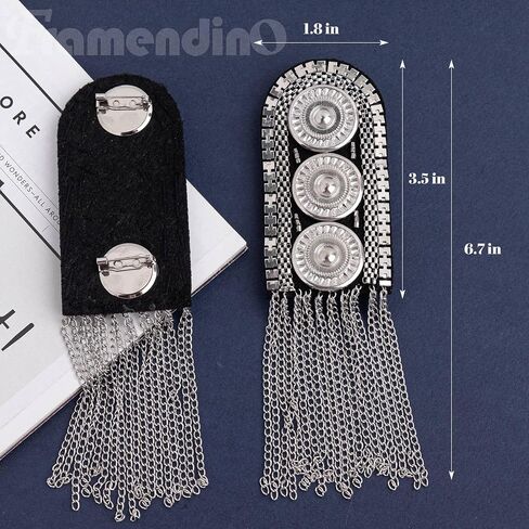 Framendino, Tassel Epaulettes Shoulder Spike Chain Epaulet Shoulder Applique Badge Brooch Pins for DIY Jacket Clothes Accessories in Saudi Arabia