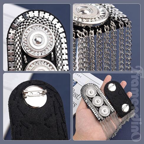 Framendino, Tassel Epaulettes Shoulder Spike Chain Epaulet Shoulder Applique Badge Brooch Pins for DIY Jacket Clothes Accessories in Saudi Arabia