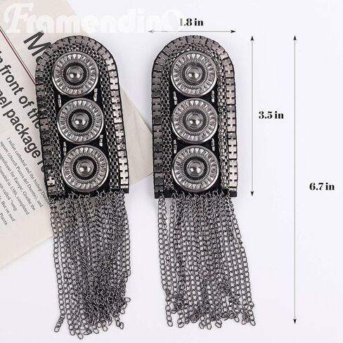 Framendino, Tassel Epaulettes Shoulder Spike Chain Epaulet Shoulder Applique Badge Brooch Pins for DIY Jacket Clothes Accessories in Saudi Arabia