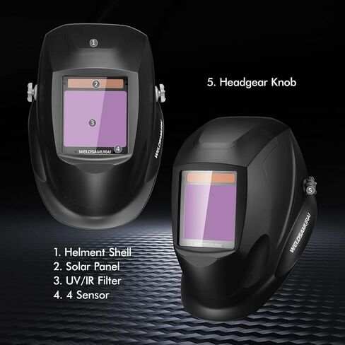4.21"x3.59" Large View Welding Helmet, WELDSAMURAI Auto Darkening Welding Hood True Color 4 Arc Sensors Variable Shade 4/5-8/9-13 for TIG MIG ARC Grinding Plasma in Saudi Arabia