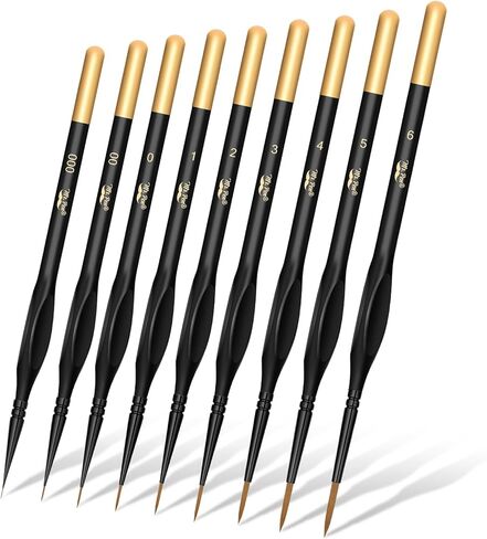 Mr. Pen- Detail Paint Brushes Set, 9 pcs, Silver/Black, Miniature Paint Brushes, Thin Paint Brushes, Model Paint Brushes, Fine Tip Paint Brush, Face Paint Brushes Set, Mini Paint Brushes in Kuwait