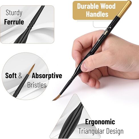 Mr. Pen- Detail Paint Brushes Set, 9 pcs, Silver/Black, Miniature Paint Brushes, Thin Paint Brushes, Model Paint Brushes, Fine Tip Paint Brush, Face Paint Brushes Set, Mini Paint Brushes in Kuwait