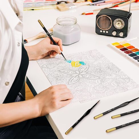 Mr. Pen- Detail Paint Brushes Set, 9 pcs, Silver/Black, Miniature Paint Brushes, Thin Paint Brushes, Model Paint Brushes, Fine Tip Paint Brush, Face Paint Brushes Set, Mini Paint Brushes in Kuwait