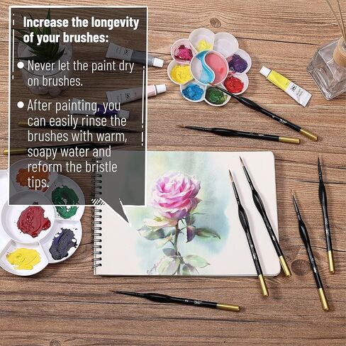 Mr. Pen- Detail Paint Brushes Set, 9 pcs, Silver/Black, Miniature Paint Brushes, Thin Paint Brushes, Model Paint Brushes, Fine Tip Paint Brush, Face Paint Brushes Set, Mini Paint Brushes in Kuwait