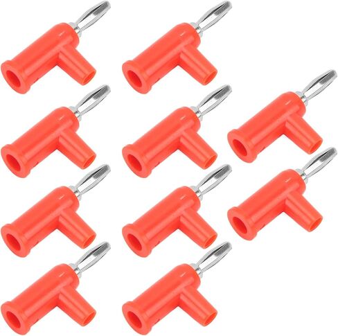 10pcs Stackable Banana Plug 4mm 0.2in Solderless Brass Standard Size Stackable Banana Connector for Security Accessories (Red) in Saudi Arabia
