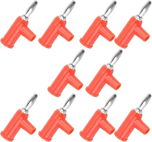 10pcs Stackable Banana Plug 4mm 0.2in Solderless Brass Standard Size Stackable Banana Connector for Security Accessories (Red) in Saudi Arabia