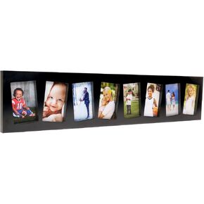 EXCELLO GLOBAL PRODUCTS Tilted Collage Frame Holds Eight 4x6 Photos: Ready to Hang Modern, Barnwood, Farmhouse, Beach House Wood Picture Frame (Black) in Kuwait