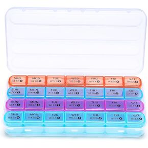 Weekly Pill Organizer(4 Weeks), Monthly Large 28 Days Pill Organizer with Removable 7 Days Pill Box, Daily Pill Cases Medicine Organizer for Fish Oils, Vitamins, Supplements, and Medications in Kuwait