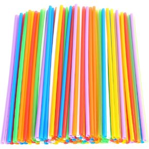 100 Pcs Colorful Plastic Long Disposable Drinking Straws.(0.23''diameter and 10.24"long) (Colorful-long)
