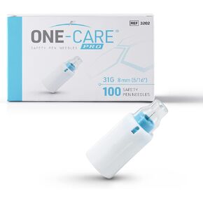 إبر قلم الأنسولين الآمنة ONE-CARE PRO، 31 جرام × 8 مم (5/16 بوصة)، صندوق 100 قطعة in Kuwait