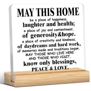 Housewarming Gifts for Women Men, House Warming Gifts, Religious Housewarming Gifts, May This Home Acrylic Desk Sign Decor