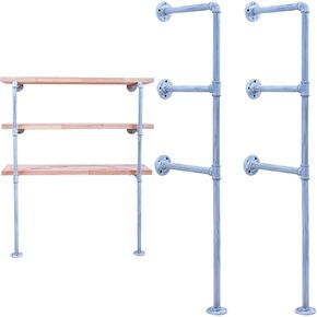 Industrial Pipe Shelving, Shelf Brackets DIY Open Book Shelf for Office Room Kitchen Wall Shelves(2Pcs 3Tier,46.9" Tall,11" deep,Hardware Only)