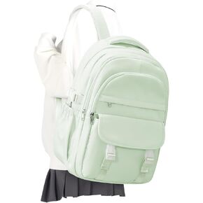 Preppy Middle School Backpack for Teens Girls Boys Backpack with Lots of Pockets Kawaii College Backpack for Women Men Waterproof Cute School Bag（Beige）