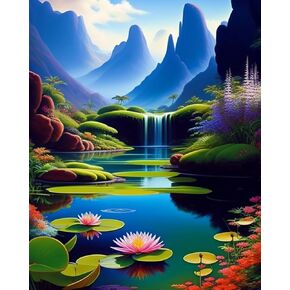 askkqtx Paint by Number for Adults Canvas,Colourful Tree Paint by Numbers for Adults Beginner,Lakes Acrylic Watercolor Paint by Number,DIY Oil Painting for Home Wall Decor Gifts (16 x 20inch). in Kuwait