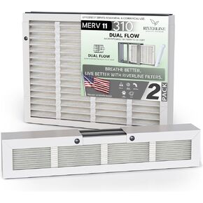 قطعتان من مرشح Riverline البديل لأجهزة تنقية الهواء المنزلية بالكامل Aprilaire 310 - MERV 11 Dual Flow - متوافقة مع موديلات Aprilaire 1310، 2310، 3310، 4300 - الحجم: 19x20x4 in Kuwait