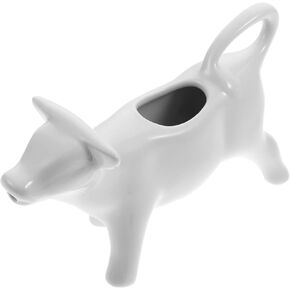 Healeved Ceramic Gravy Boat Cow Figurines Ceramic Sauce Jug Animal Shape Gravy Boat Sauce Dipping Bowl Porcelain Dessert Appetizer Plate for Salad Soy BBQ Sauce 40ML Creamer Pitcher