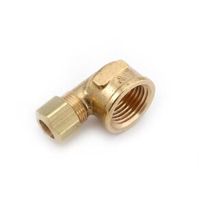 Anderson Metals - 50070-0808 50070 Brass Compression Tube Fitting, 90 Degree Elbow, 1/2" Tube OD x 1/2" NPT Female Pipe