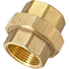 uxcell Brass Pipe Union Connector Coupling 1PT Fitting with Female Threaded Connects Two Pipes 48mm Length
