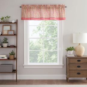 Waverly Hampton Estate Valances for Windows, 60 in Wide x 16 in Long, Rod Pocket Window Valances, 100% Cotton Lined Valances for Windows in Bedroom, Kitchen, or Living Room, 1 Valance Curtain, Rouge