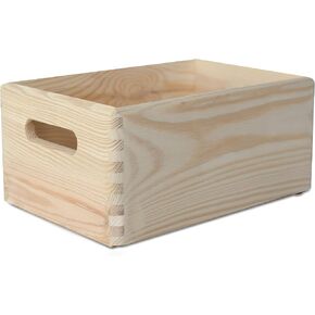 Large Black Wooden Crate Nesting Crate Handles | 11.8 x 7.87 x 5.51 in | Large Display Storage Box Multi-Craft Caddy Nesting Crate | Natural Wood Rustic Plain | Country Decor