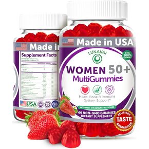 Lunakai 50 Plus Women's Multivitamin Gummies - Delicious Proprietary Formula Enhanced with Essential Vitamins & Minerals for Health & Vitality 60 ct