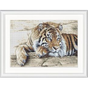 Thea Gouverneur - Counted Cross Stitch Kit - Tiger - Black Aida - 14 Count - for Adults - 579.05