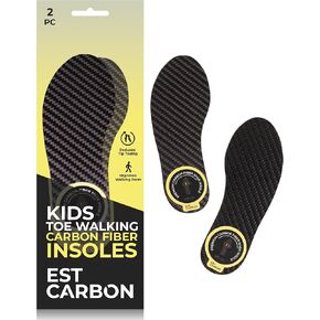 Kids Carbon Fiber Insoles for Children's Idiopathic Toe Walking 2 Pieces - Orthotics for Tip Toe Walking Correction for Kids, Tip Toe Treatment - Children's Idiopathic Toe Walking Insoles