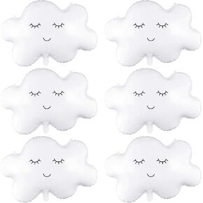 6 Pieces Cloud Balloons,White Cloud Foil Balloons,Cloud Balloons Baby Shower,Cute Cloud Shaped Balloons for Boys Girls Baby Shower Themed Party Birthday Party Wedding Decorations Supplies