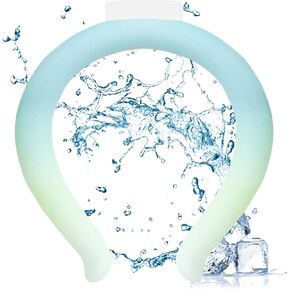 Neck Cooling Tube, ZMyHeart Neck Ice Pack, 82℉/28℃ Ice Neck Cooler Ring,Wearable Cooling Neck Wraps,Reusable Neck Cooler for Summer Hot Weather, Hands-Free Cooling Neck Pack (Cyan)