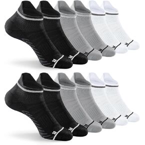 6 Pairs Compression Sports Socks, Thick Cushion Athletic Socks Breathable Performance Ankle Socks Anti-Blister Unisex