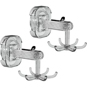 Hanging Utensil Holder Hooks Kitchen Utensil Hanger Wall Mount 360° Rotating Folding Hook Strong suction cup hook Utensil Rack with 6 Hooks for Kitchen Bathroom Cabinet 2 Pack (Transparent) in Kuwait