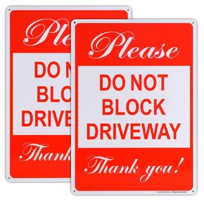 2Pack Do Not Block Driveway Sign, 10" x 14" No Parking Sign Please Do Not Block Driveway Thank You Sign, Made Out of .040 Rust-Free Aluminum, Reflective, UV Protected and Fade-Resistant, Easy Mounting