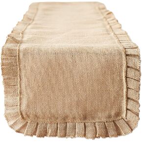طاولة مطبخ من مجموعة DII Jute Burlap، مفرش طاولة، 14x72، حافة مكشكشة طبيعية