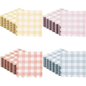 Fulmoon 100 Pack Gingham Napkins Pastel Checkered Napkin 2 Ply Disposable Scalloped Cocktail Napkins Plaid Paper Napkin for Wedding Birthday Decoration Beverage Fiesta Baby Shower 5 x 5 Inches in Kuwait