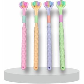 Katartizo 2 Pcs Random Color Three-Sided Soft Hair Toothbrush, Effective Wrap-Around Design, Deeply and Thoroughly to Clean Teeth and Gums, Manual Toothbrushes Suitable for Adults and Children